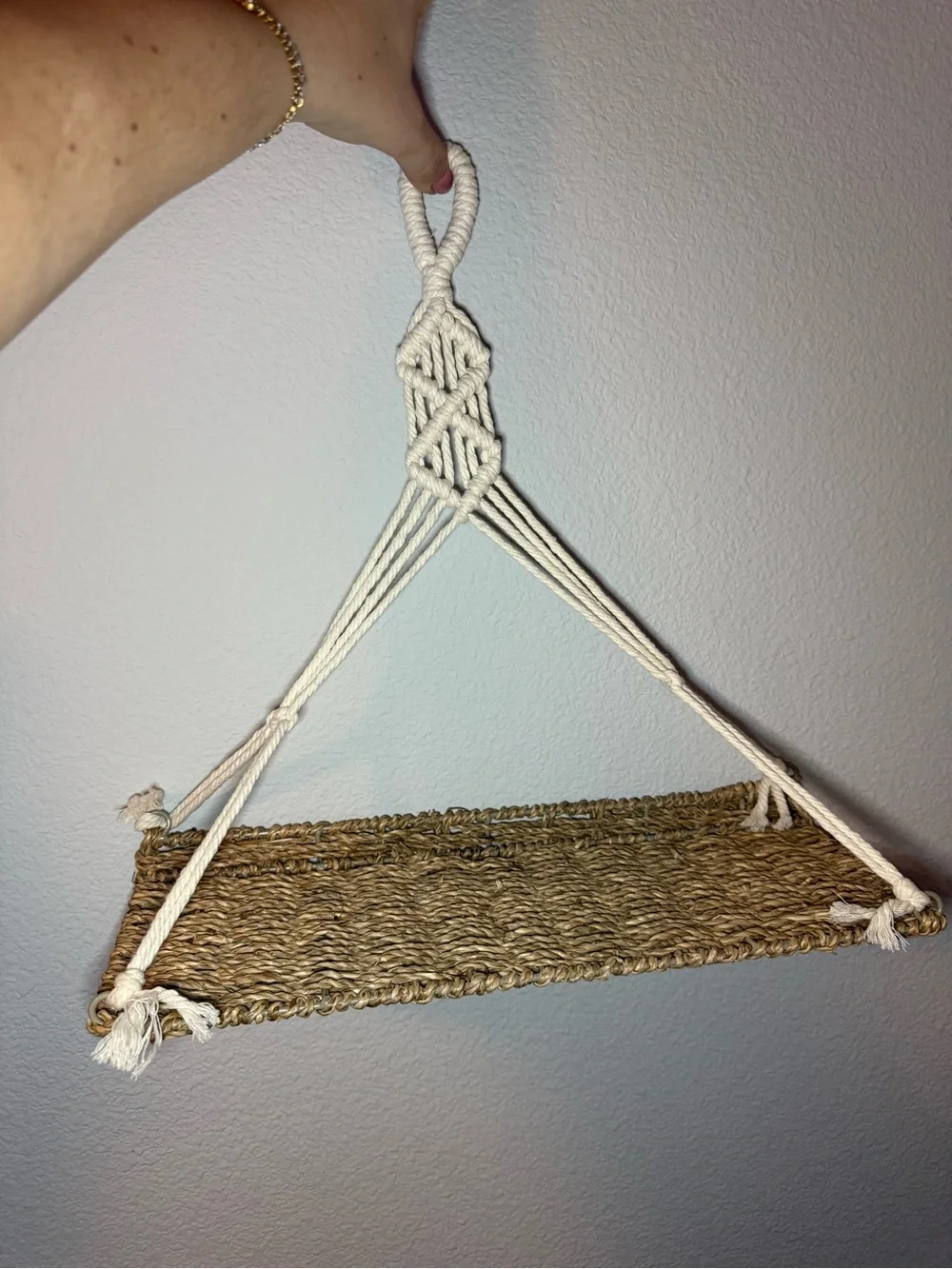 Handmade Macramé Hanging Shelves in Natural Brown and Cream